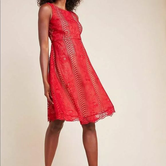 NWT Anthropologie Georgia Red Lace Dress Size 12 - Picture 2 of 13